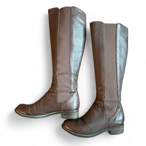 Cole Haan Jodhpur Tall Boot Chestnut Leather Riding Knee High Stretch Size 6.5